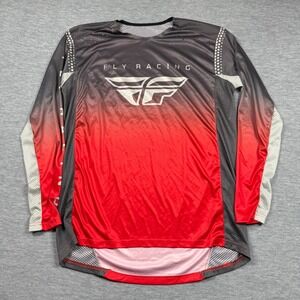 FLY RACING Jersey Mens Large Red Black Lite Hydrogen Motocross BMX Cycling Shirt